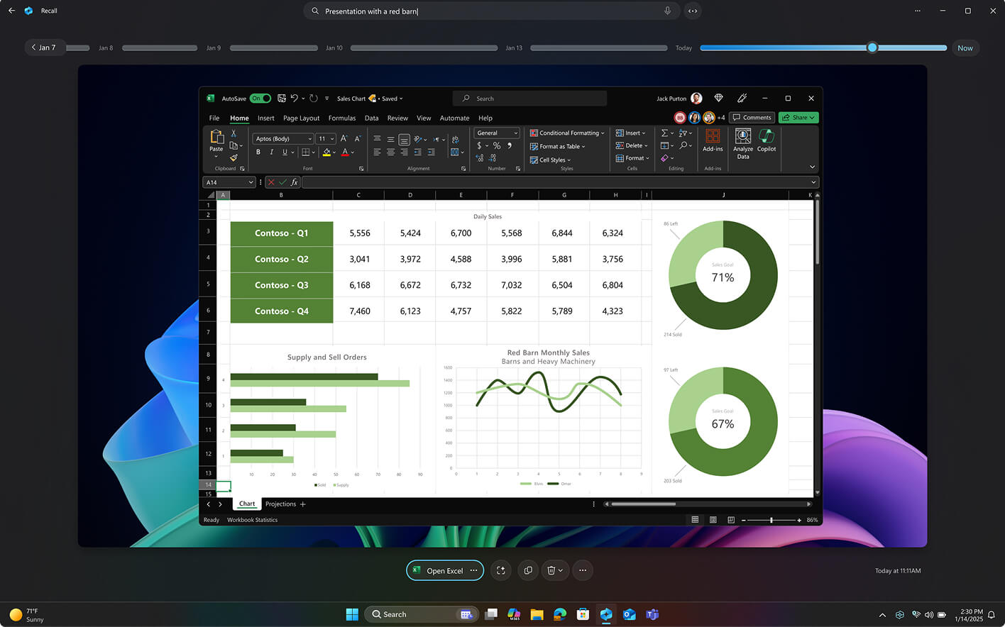 Copilot+ PC Hatırlama Zaman Çizelgesi ekranı